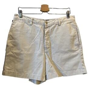 Vintage Polo Ralph Lauren Button Fly Khaki Shorts 4.5 Inseam High Rise Sz 14 Tan